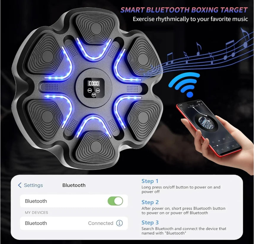 Music Boxing Machine with Gloves ,Lights up,Boxing Machine Wall Mounted Music, Smart Bluetooth Boxing Equipment for Home and Gym