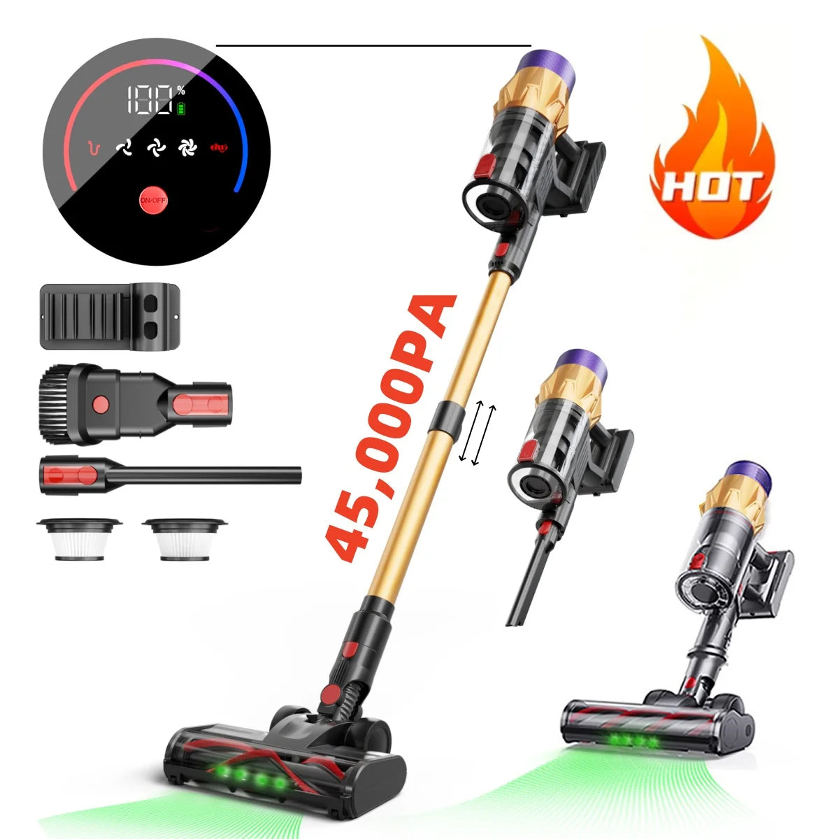 Blossom Wireless Handheld Vacuum Cleaner ,45,000PA Suction,Smart Dust Sensor,Touch Screen,Portable Stick Cordless Vacuum