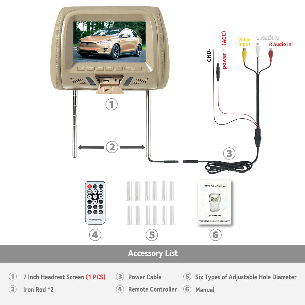 7 Inch Car Multimedia Player Headrest Monitor MP5 FM USB SD Speaker Automotive Headrest Screen Pillow Monitor Universal