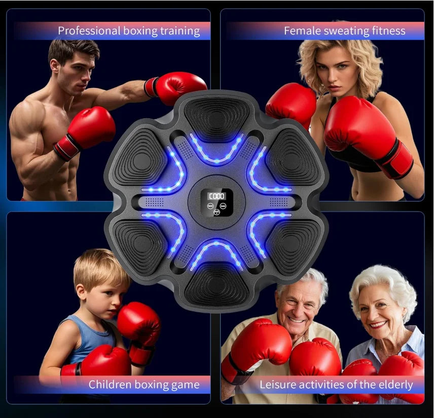Music Boxing Machine with Gloves ,Lights up,Boxing Machine Wall Mounted Music, Smart Bluetooth Boxing Equipment for Home and Gym