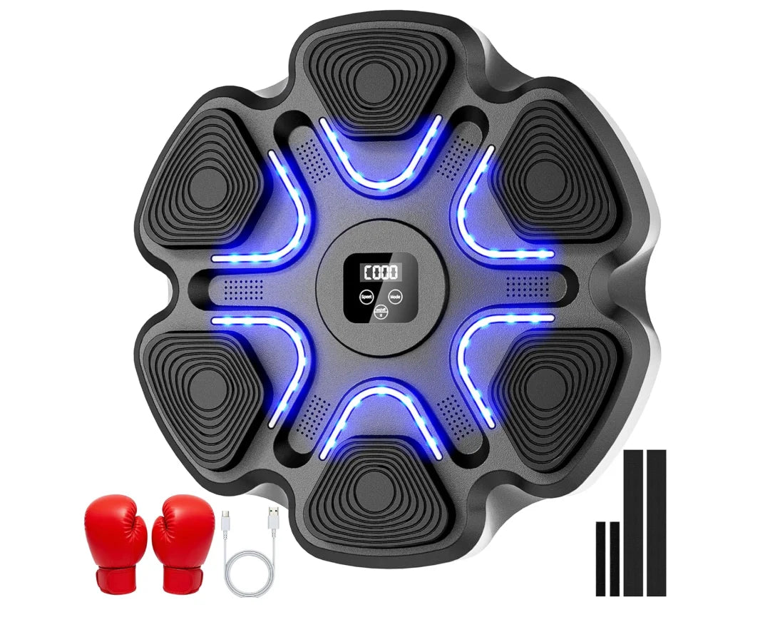 Music Boxing Machine with Gloves ,Lights up,Boxing Machine Wall Mounted Music, Smart Bluetooth Boxing Equipment for Home and Gym