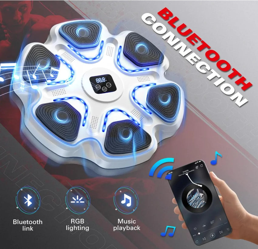 Music Boxing Machine with Gloves ,Lights up,Boxing Machine Wall Mounted Music, Smart Bluetooth Boxing Equipment for Home and Gym