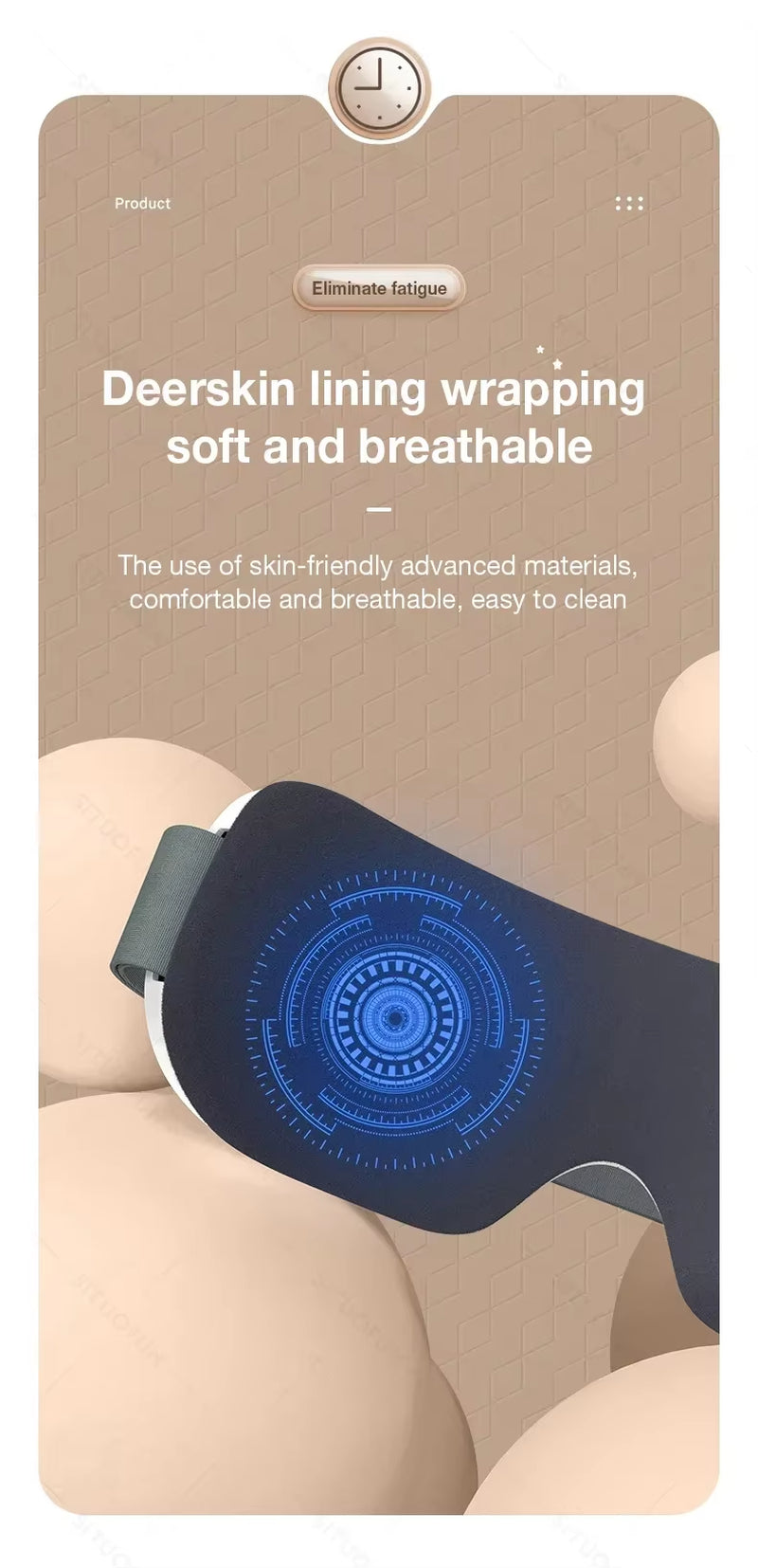 Eye Massager with Vibration Bluetooth Music, Smart Massage Eye Mask for Eye Relax, Reduce Eye Strain, Improve Sleep