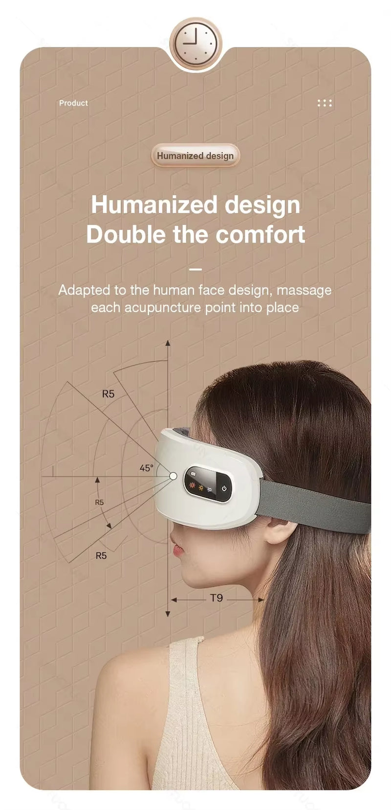 Eye Massager with Vibration Bluetooth Music, Smart Massage Eye Mask for Eye Relax, Reduce Eye Strain, Improve Sleep