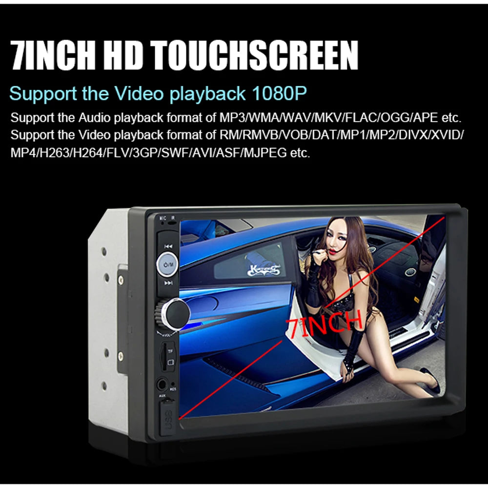 Autoradio 2 Din Car Models 7" Inch Touch Screen Bluetooth Car Radio Player 2DIN Car Audio AUX FM Support Rear View Camera