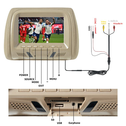 7 Inch Car Multimedia Player Headrest Monitor MP5 FM USB SD Speaker Automotive Headrest Screen Pillow Monitor Universal