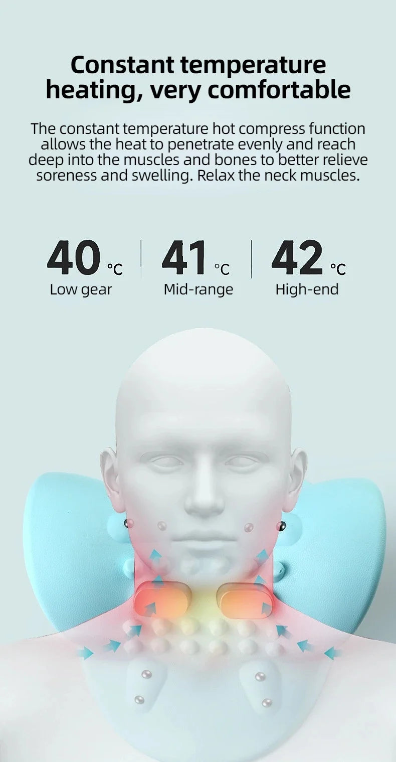 Electric Neck Massager USB Infrared Heating Airbag Neck Traction Vibration Shoulder Cervical Spine Shoulder Support Relax