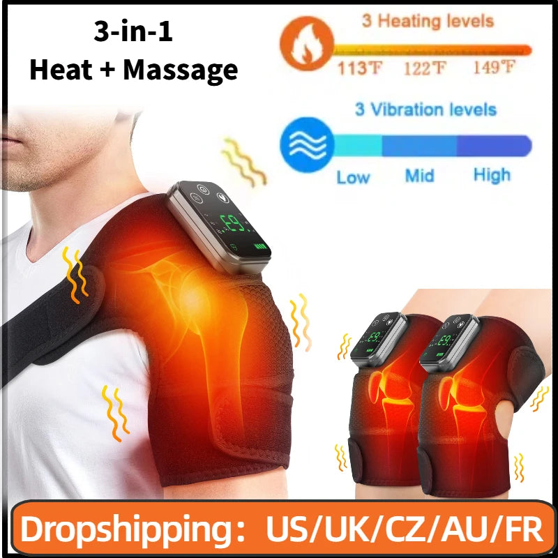 Massager Shoulder Electric Shoulder Heating Pad 3-Speed Vibration Muscle Relax Belt Thermal Neck Health Care Brace 3-In-1 Home