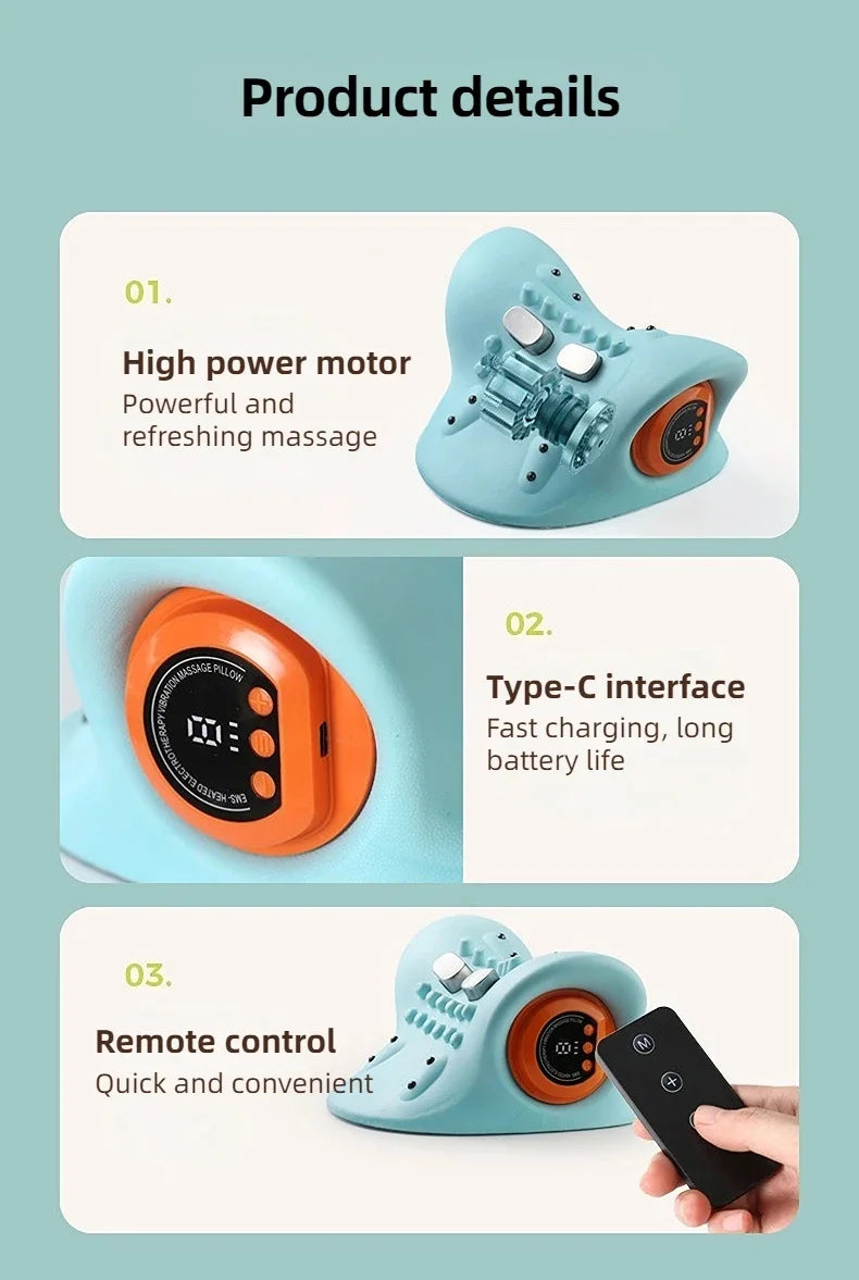 Electric Neck Massager USB Infrared Heating Airbag Neck Traction Vibration Shoulder Cervical Spine Shoulder Support Relax