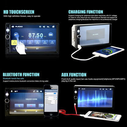 Autoradio 2 Din Car Models 7" Inch Touch Screen Bluetooth Car Radio Player 2DIN Car Audio AUX FM Support Rear View Camera