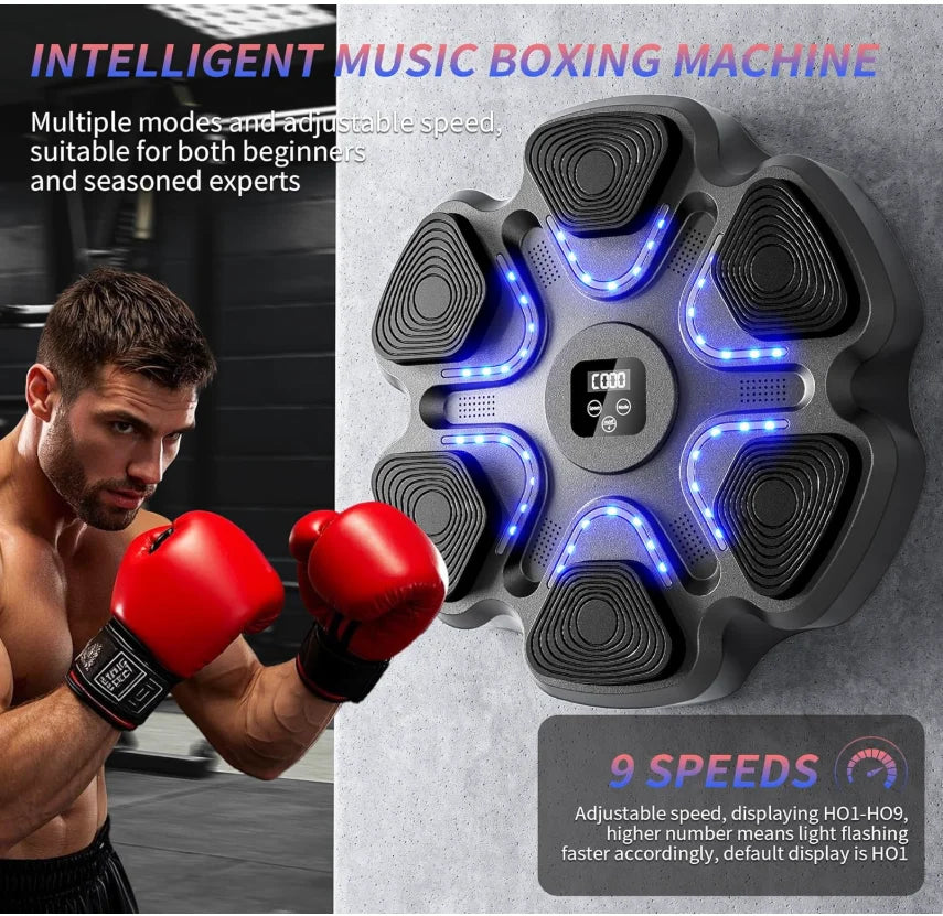 Music Boxing Machine with Gloves ,Lights up,Boxing Machine Wall Mounted Music, Smart Bluetooth Boxing Equipment for Home and Gym