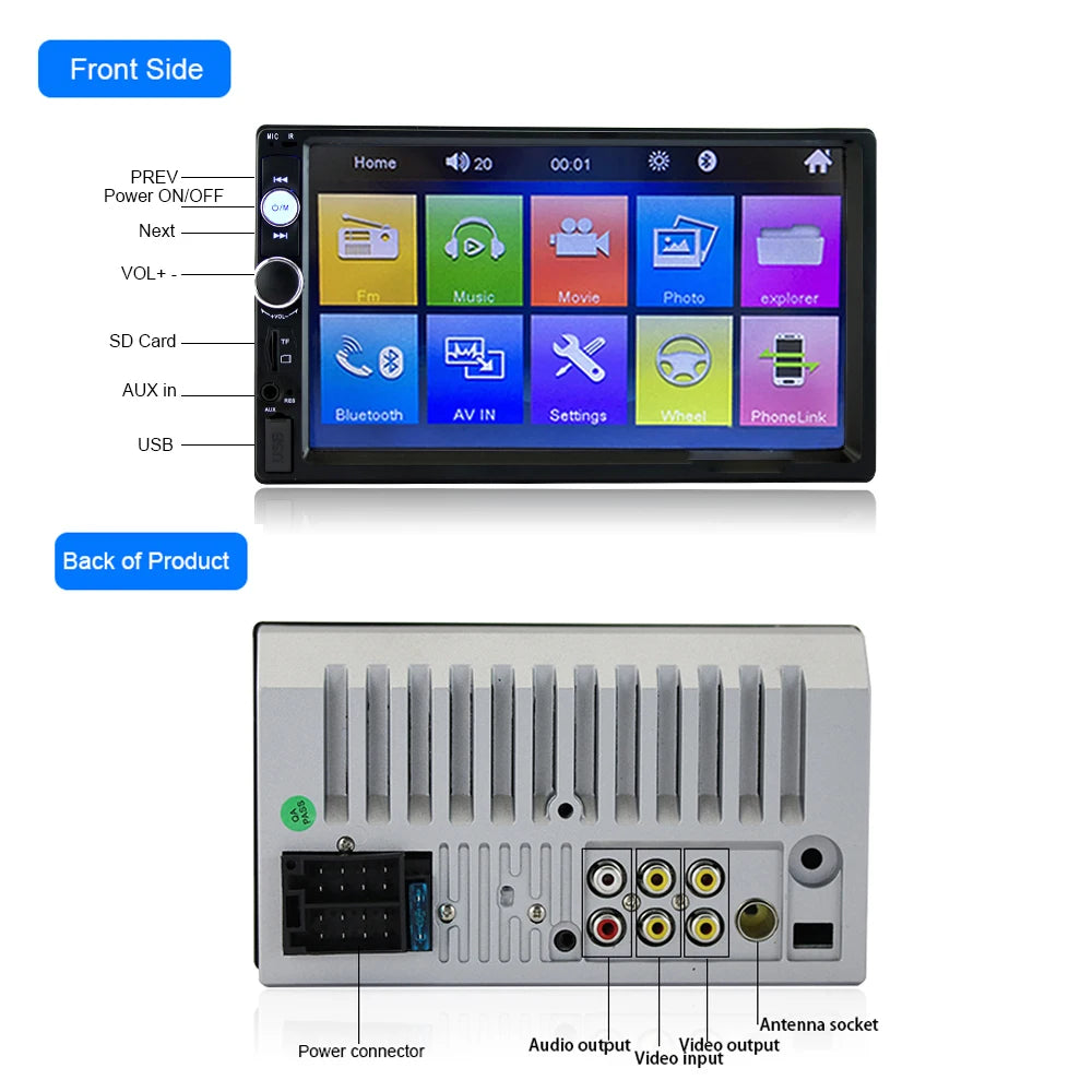 Autoradio 2 Din Car Models 7" Inch Touch Screen Bluetooth Car Radio Player 2DIN Car Audio AUX FM Support Rear View Camera