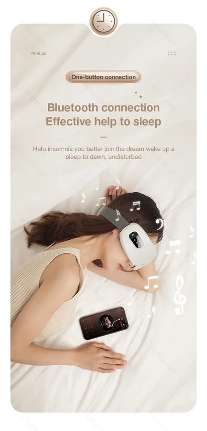 Eye Massager with Vibration Bluetooth Music, Smart Massage Eye Mask for Eye Relax, Reduce Eye Strain, Improve Sleep