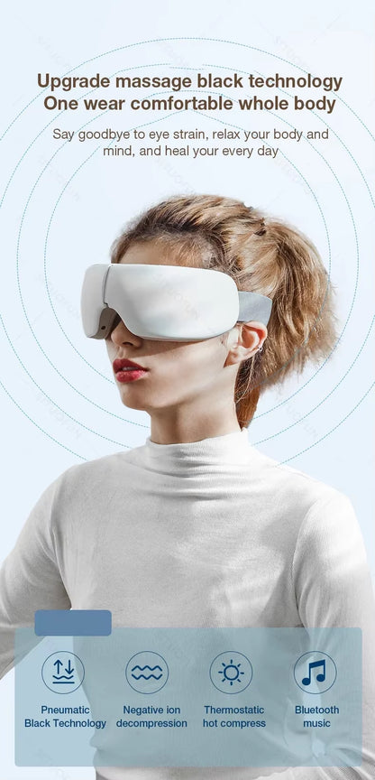 Eye Massager with Vibration Bluetooth Music, Smart Massage Eye Mask for Eye Relax, Reduce Eye Strain, Improve Sleep